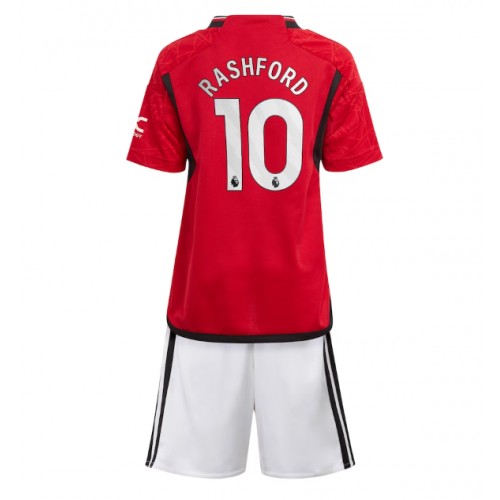 Manchester United Marcus Rashford #10 Hemmaställ Barn 2023-24 Kortärmad (+ Korta byxor)